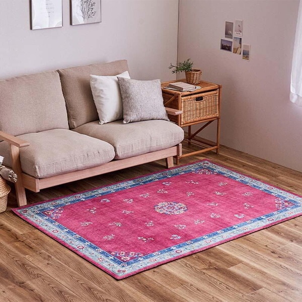 240632520 シノワズリデザインのプリントラグ ミュゲ 130190 ピンク メーカー直送