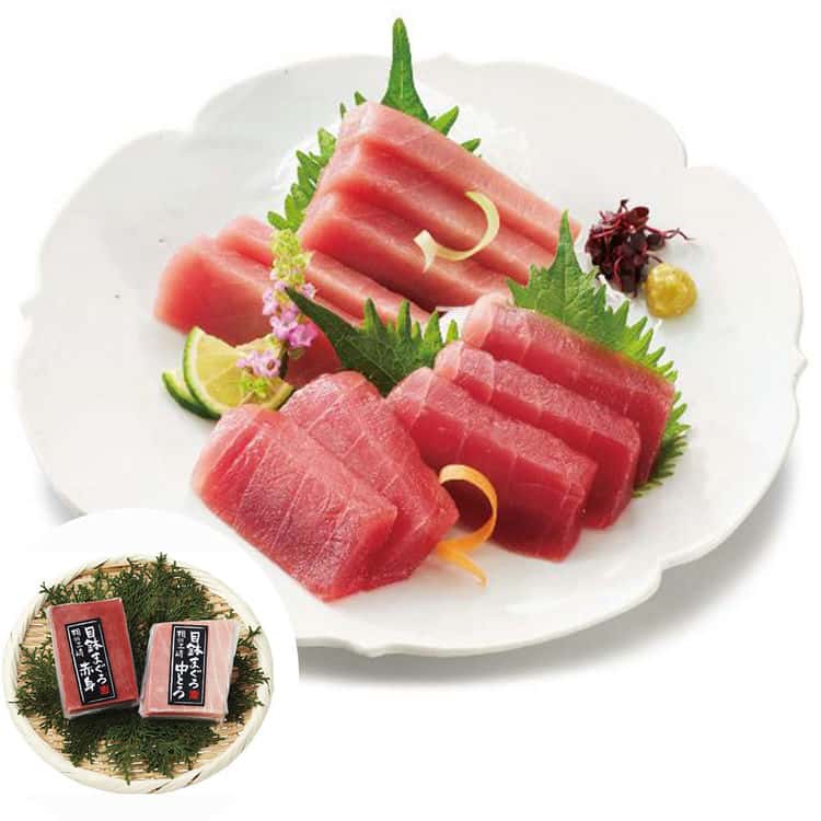 神奈川 「三浦三崎」 本まぐろ詰合せ 天然本まぐろ中トロ柵 赤身柵各100g1 離島は配送不可 2460051 お歳暮 お中元 お土産 ご進物 ギフト 贈り物に最適