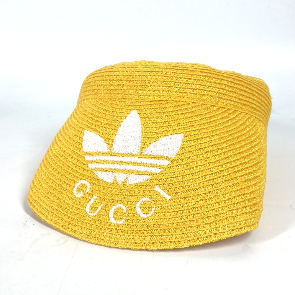 サンバイザー 696481 ロゴ シェリーライン アディダス adidas コラボ バイザー 帽子 ラフィア イエローその他 帽子