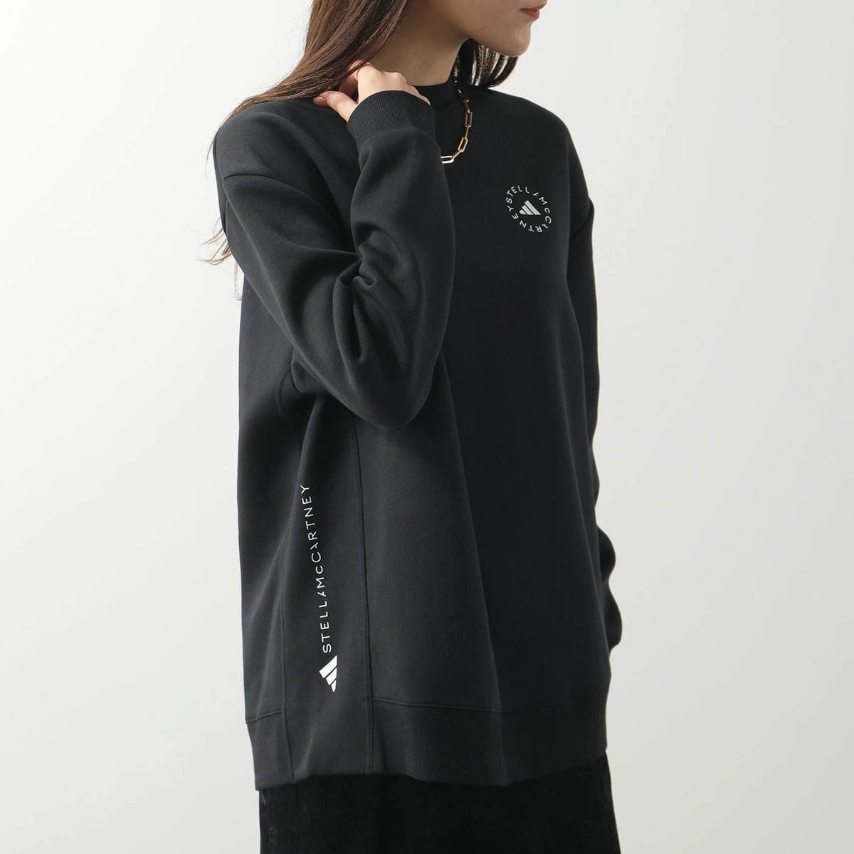 adidas by STELLA McCARTNEY アディダス ステラマッカートニー コラボ トレーナー aSMC LOOSE SS IW6321 レディース スウェット 長袖 ロゴ BLACK