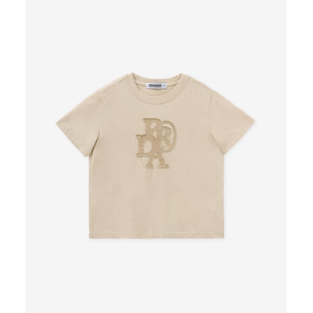 PRENDA PRDA DENIM PATCH CREWNECK TEE BEIGE PRTFSURS03WY1