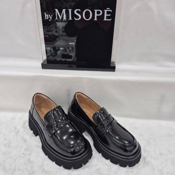 By 女性 チャンキーソール ペニーローファー 112HT419FH014 BLACK 4 JJ