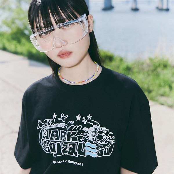 [] MG ユニ グラフィック 半袖 Tシャツ ブラック (B5SUWSS253BLK)