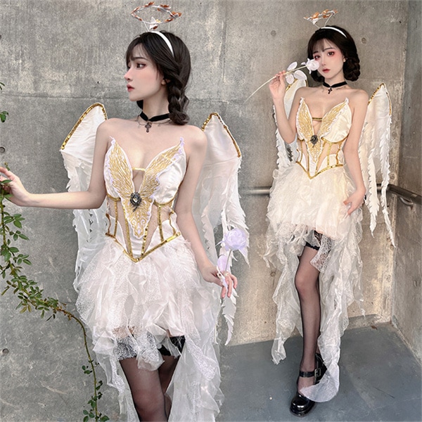 魔女 コスプレ セクシー 天使 衣装 ワンピース ハロウィン 可愛い ハロウィン衣装 女性 女王様 黒天使 かわいい 翼 大人用 文化祭 吸血鬼 仮装 魔法使い 超ミニ 小悪魔 デビル 翼 妖精 ハロ