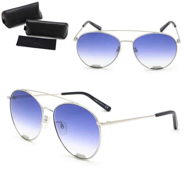 サングラス BY0016-D/S 18W 60 サングラス ノーズパッド UVカット レディース シルバー パープルグラデーション