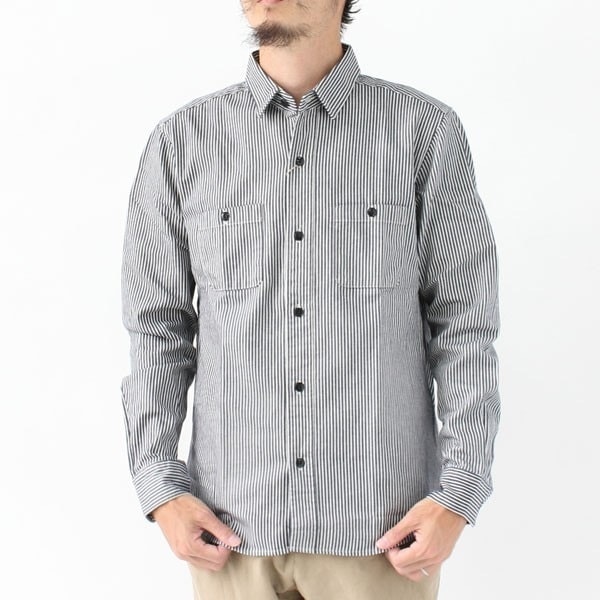 ヒッコリーシャツ メンズ 日本製 シャツ ヒッコリーワークシャツ レディース 大きいサイズ ストライプ