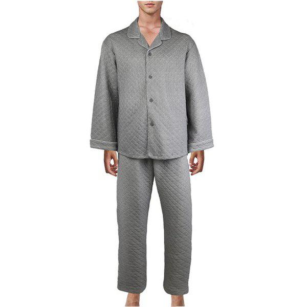 保温綿キルティング三重織り生地メンズパジャマセット
