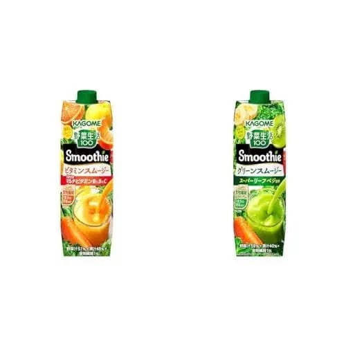 【セット買い】カゴメ 野菜生活100 Smoothie (スムージー) ビタミンスムージー 1000g×6本 マルチビタミン + カゴメ 野菜生活100 Smoothie (スムージー) グリーンスム
