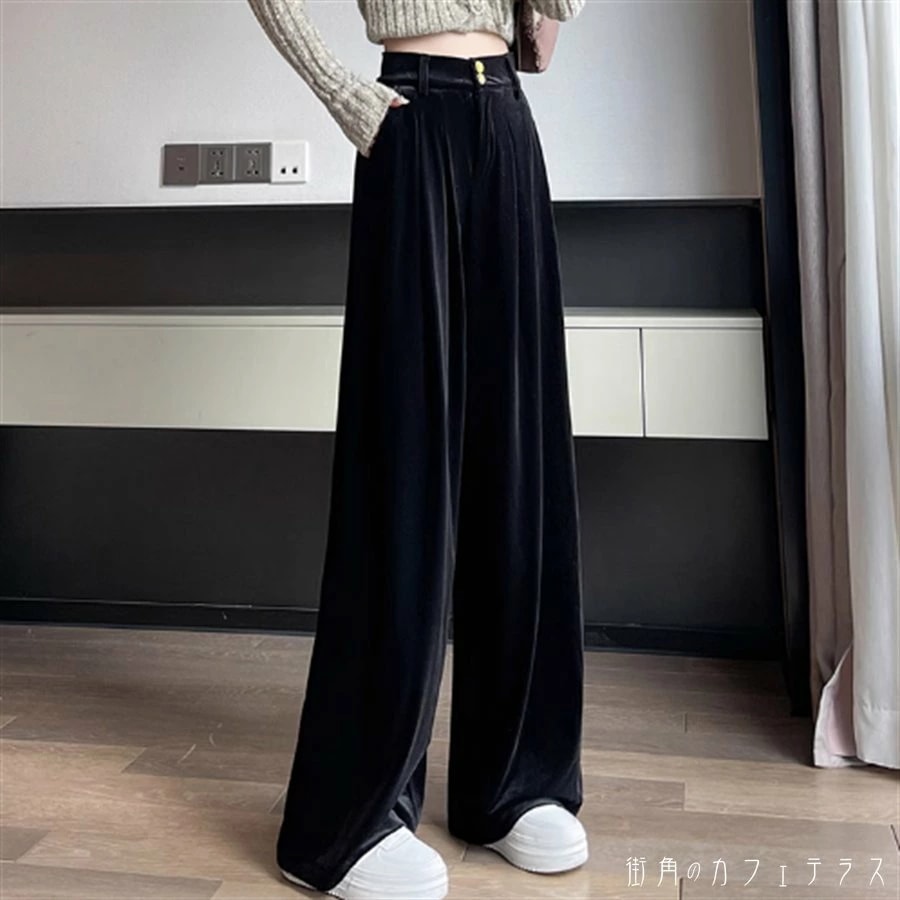 ボトムス ガウチョパンツ ワイドパンツ フレアパンツ フレア Aライン ロング マキシ ポケット ベロア 厚手生地 かわいい 大人可愛い 大人女子 綺麗 シンプル カジュアル 大人 上品 おしゃれ お