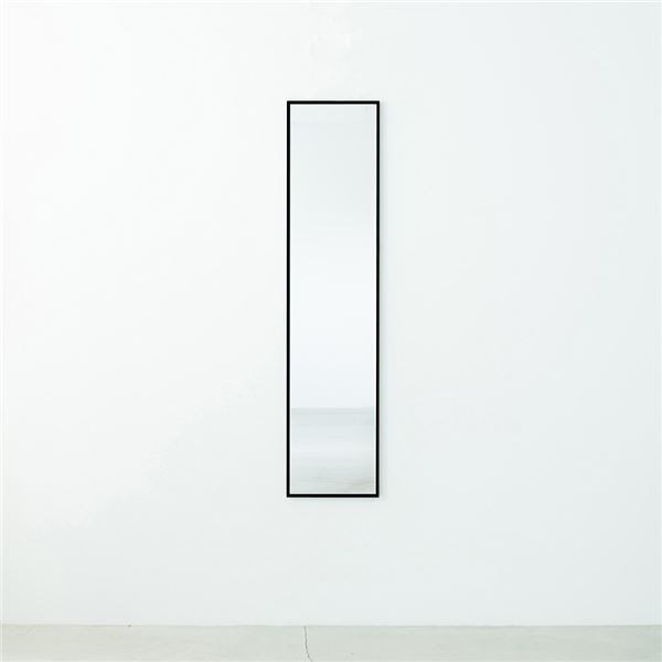 細枠ウォールミラー(30×122)(ブラック/黒) 天然木 姿見鏡 スリム 高級感 木製 飛散防止加工 壁掛け 北欧風 玄関 トイレ 洗面 日本製 完成品 NK-40