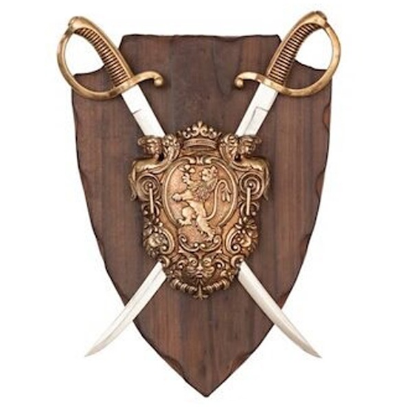 模造刀 サーベル&盾 ディスプレイ DENIX デニックス 578 22cm 壁飾り レプリカ 剣 刀 ソード 西洋 コスプレ ミニ ペーパーナイフ インテリア 壁掛け アート