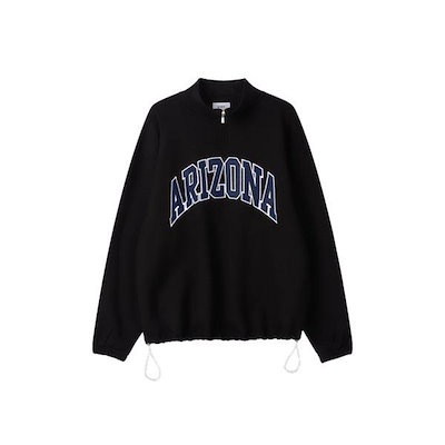 男性アリゾナ ハーフジップ バンディング 起毛Tシャツ RM-TSK-Q061-ブラック