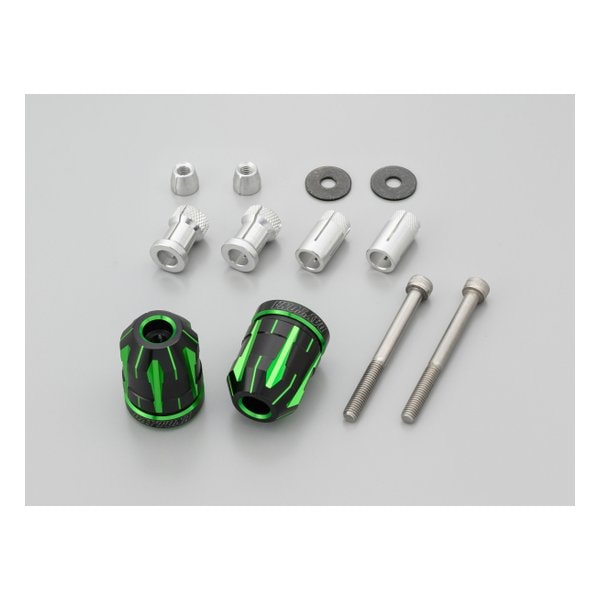 バーエンド スズキ / 汎用 ハンドル内径φ14-19 TECHNO ライムグリーン 35473