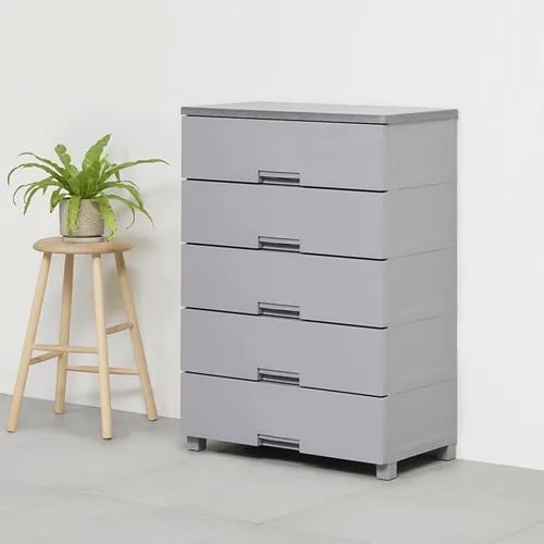 【期間限定大特価】天馬 Fits フィッツチェスト 7505 幅75cm 5段 ロック付き スムーズな引出し 収納 タンス 完成品 グレー