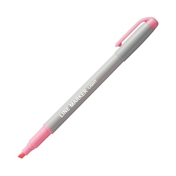 （まとめ） TANOSEE 蛍光マーカーシングルタイプ（キャップ式） ライトピンク 1セット（10本） 30セット