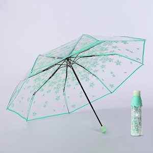 新しいクリエイティブでかわいい漫画の美しい三つ折り透明な桜の傘 折りたたみ式透明傘 プリント