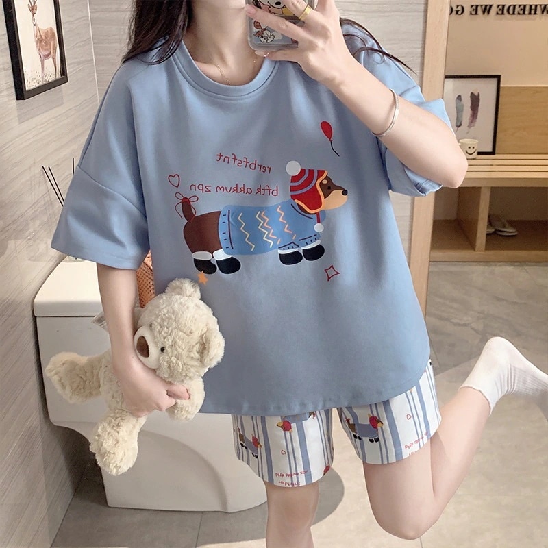 【1点購入 で10点 プレゼント】2025女性のためのパジャマ短袖ショーツ薄い漫画夏の女性用衣料品スーツは外に着用できます 47,813円