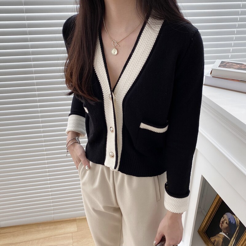 4color レディース トップス アウター ニット バイカラー セーター カーディガン 袖あり 長