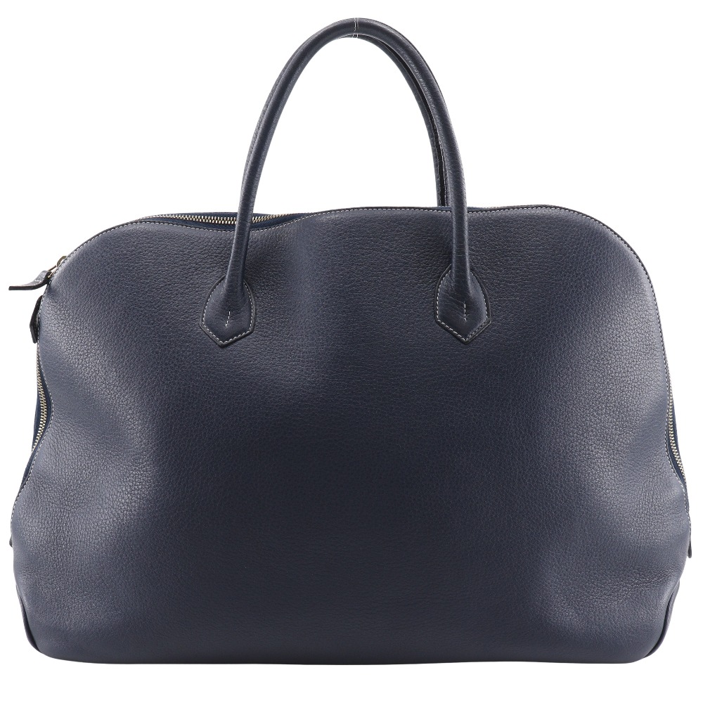 ラウンドジッパーブリーフケース 0999 ビジネスバッグ カーフ 紺 メンズ 中古品