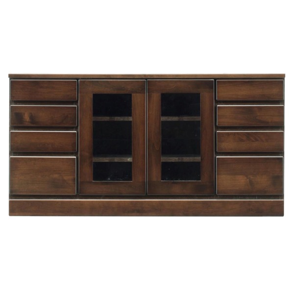 ローボード テレビ台 4段 約幅120cm ダーク 木製 扉収納付き 日本製 リビング ダイニング 完成品 玄関渡し 代引不可