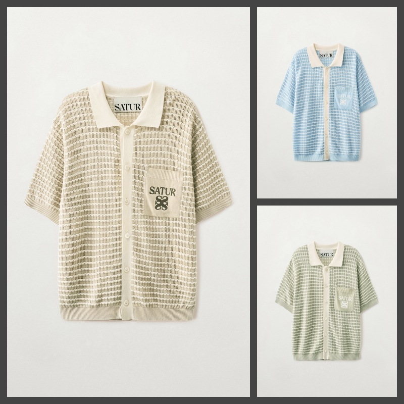 【SATUR】26SS SKASHI COLLAR HALF KNIT CARDIGAN : 3COLORS