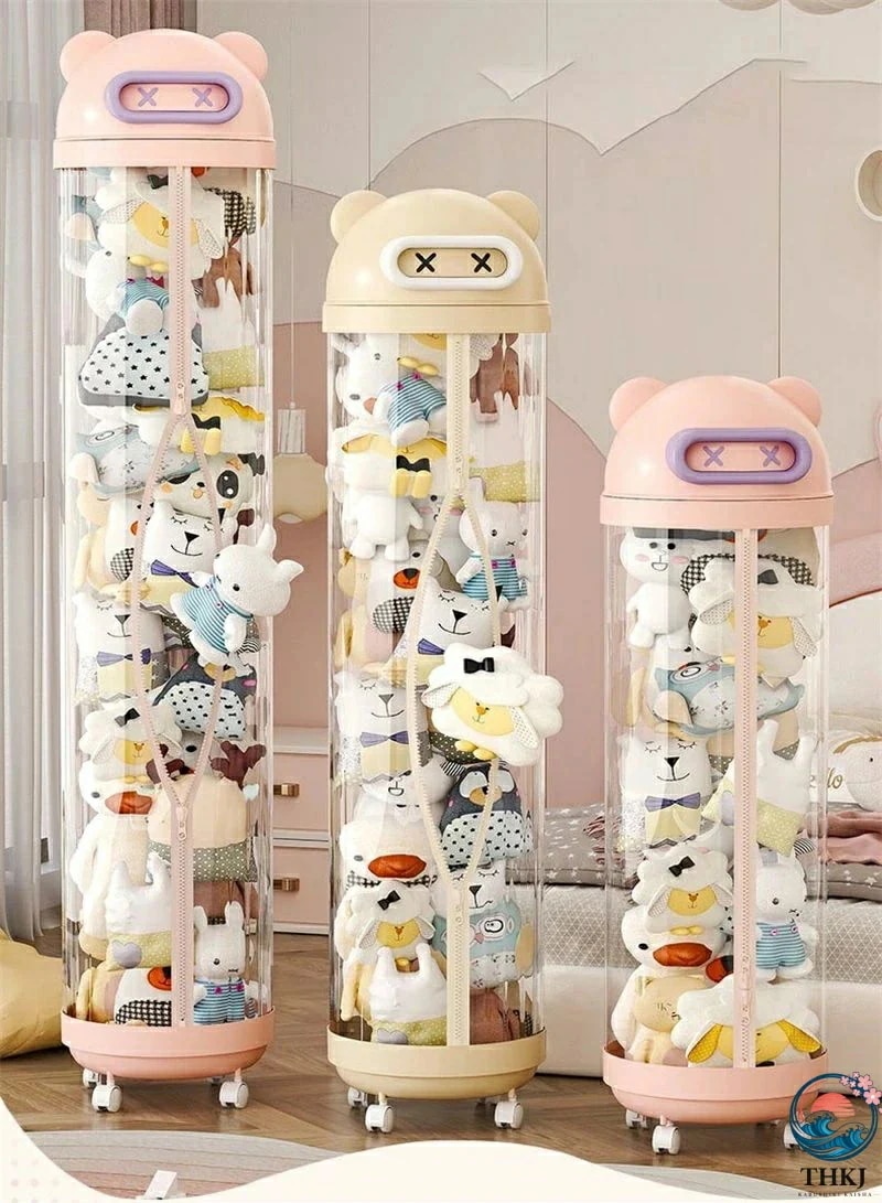 ぬいぐるみ収納 透明円柱のぬいぐるみ収納ケース 回転式ぬいぐるみ収納桶 ぬいぐるみ 抱き枕回転式ぬいぐるみ収納桶 ぬいぐるみ 抱き枕 陳列棚 陳列ケース DIY 展示ボックス ぬいぐるみ収納箱 人形収