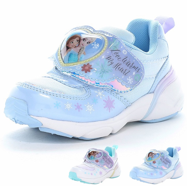 ムーンスター ディズニー スニーカー キッズ 光る靴 可愛い 履きやすい 2E 軽量 マジックテープ アナと雪の女王 DN C1366LE 女の子 小学生 幼稚園