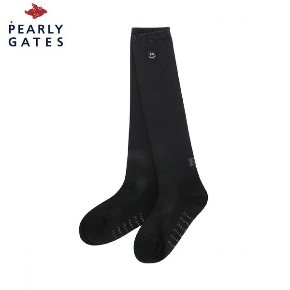 [Paris Gates] 女性用スマイル刺繍入りグリッターラインニーソックス