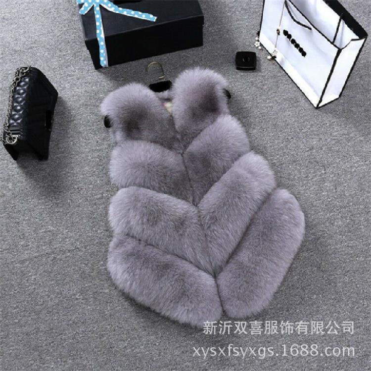 2025 毛皮卸売秋冬新ファッション女性のスリムファーベストイミテーションフォックスファーファージャケット