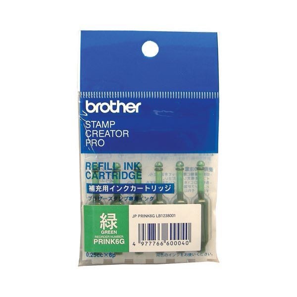 （まとめ） ブラザー BROTHER 使いきりタイプ補充インク 緑 PRINK6G 1パック（6本） 10セット
