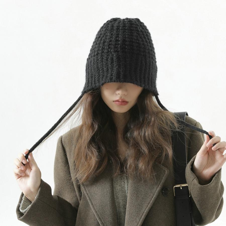 秋冬新作帽子 防寒 韓国 漁師帽子女韓系ins保温耳ガード ニット帽 レディース 秋冬