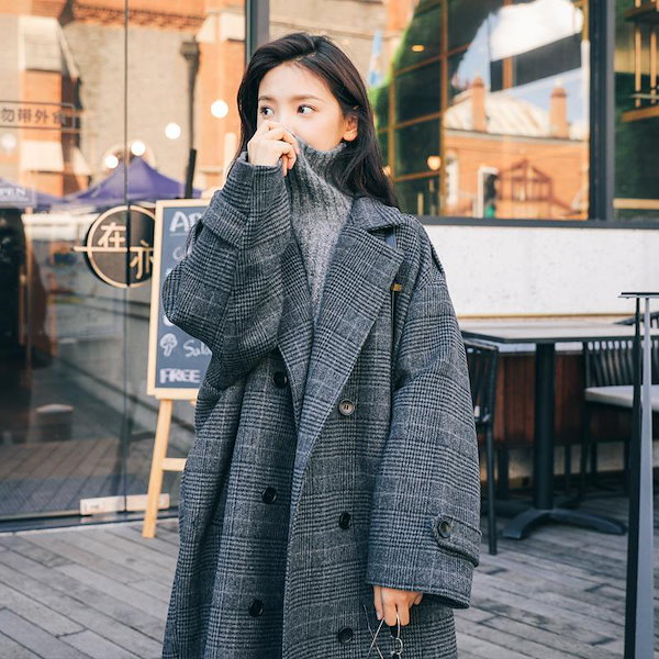 韓国ファッション チェスターコート チェック 2色 S~XL レトロ (コート) 91192943【BUYMA】