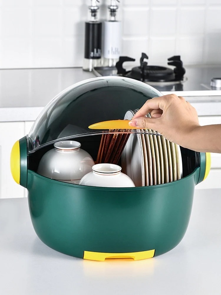 日用雑貨 キッチン雑貨 キッチン用品 台所 キッチン 水切りかご 蓋つき 収納 ドーム型 キュート ブルー グリーンリラックス シンプル