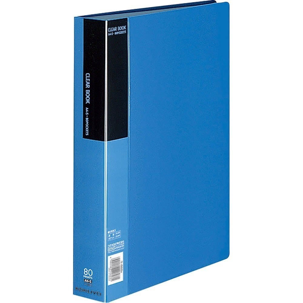 （まとめ買い）クリヤーブック 固定式 A4縦 80枚ポケット 青 ラ-B80B [x3]
