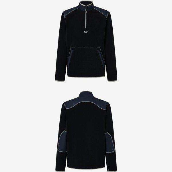 ブラック ゴルフ フリース長袖Tシャツ 暖かく保温性があり軽量で動きやすく登山服の上着としても快適に着用できる手軽な運動着