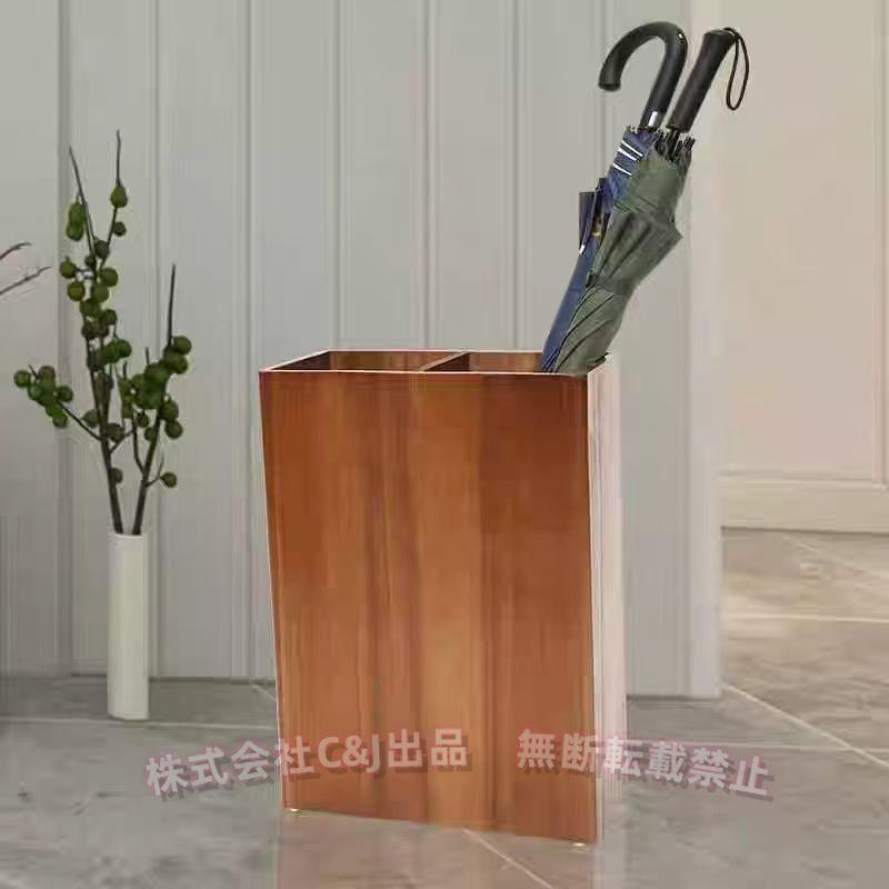 木製傘立て ダブルスロットC&J（株)玄関用 取り外しドリップトレイ 杖/ゴルフクラブ収納OK 省スペース おしゃれ収納 ダークブラウン 屋