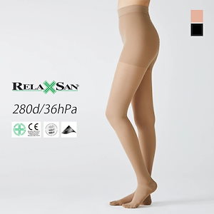 リラクサン（RELAXSAN） 着圧ストッキング 36Hpa 280デニール 2足セット 【ベージュ ブラック】 ストッキング パンティストッキング パンティーストッキング パンスト 引き締め