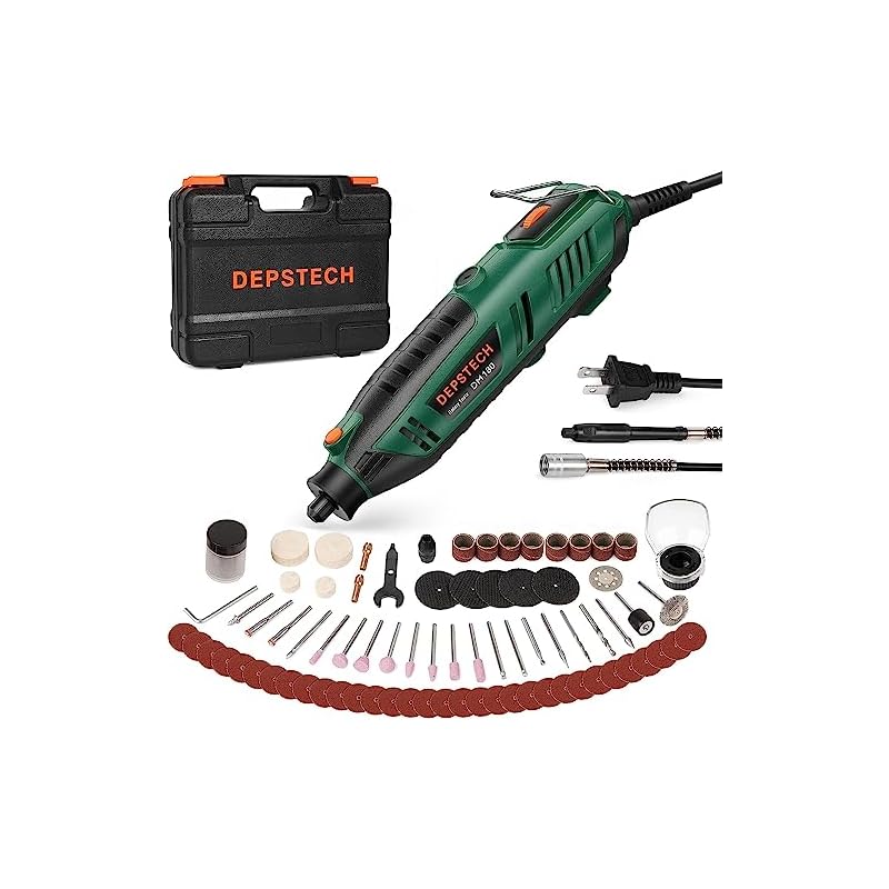 ミニルーター 40000RPM リューター 6段変速 128pcs 180W DEPSTECH電動リューター ハンドルーター シールドアタッチメント コンパクト 木工/彫刻/穴あけ/研磨/切断/切削/ 6,576円