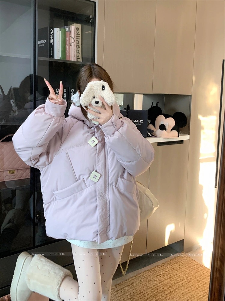 ふっくら中綿 あたたかい 冬 防寒あったか暖かいかわいい ブルゾン厚手アウターBF風スタンドハイネック無地羽織る ファッション系大人ゆったりカジュアルストリート にサイズ丈シルエット秋レディース黑白