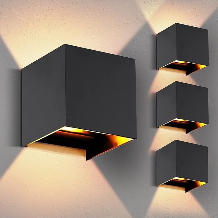 4個入り・電球交換 ブラケットライト 3.8W LED 防水防雨 3000K電球色 出しろ100mm 省エネ 北欧式( ブラツク, 黒色 4個セット)