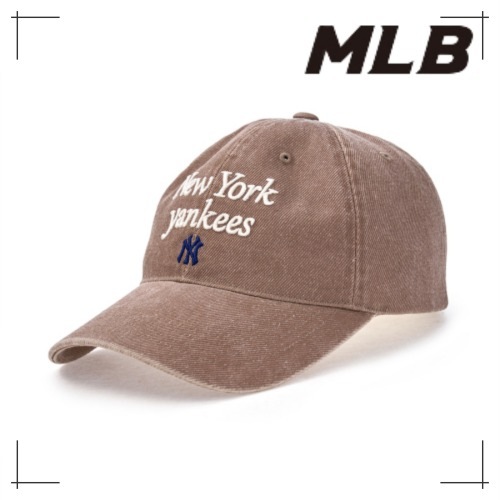MLB公式正規品 キャップ Varsity Lettering Washing Unstruck Ball Cap NY (D.Beige)