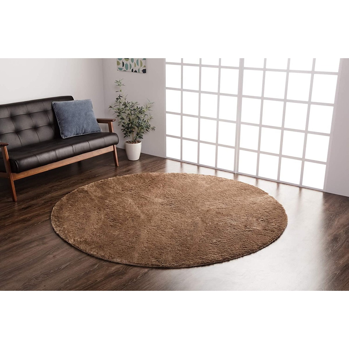 【i】ラグ カーペット 2畳 無地 シャギー調 選べる7色 円形 ラルジュ ベージュ 約185cm丸(ホットカーペット対応) #3958769【離島・沖縄・北海【代引不可/