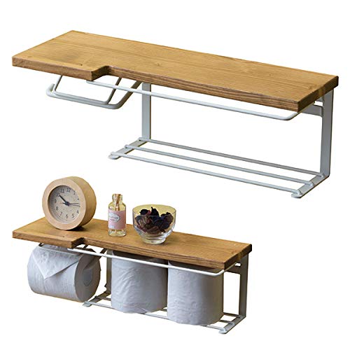 トイレットペーパーホルダー 1連 完成品 木製 天然木 アイアン トイレ ペーパーホルダー 棚 おし