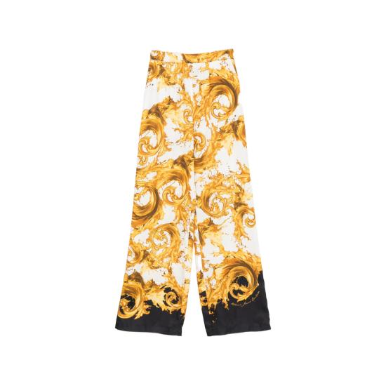 VERSACE Women Palazzo Pants 80HAA1P2 NS833 GL1 WHITE YELLOW