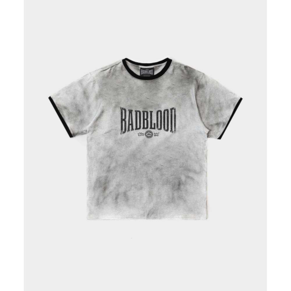 BADBLOOD Curved Logo Dusty Ringer T-Shirt White w-tee25