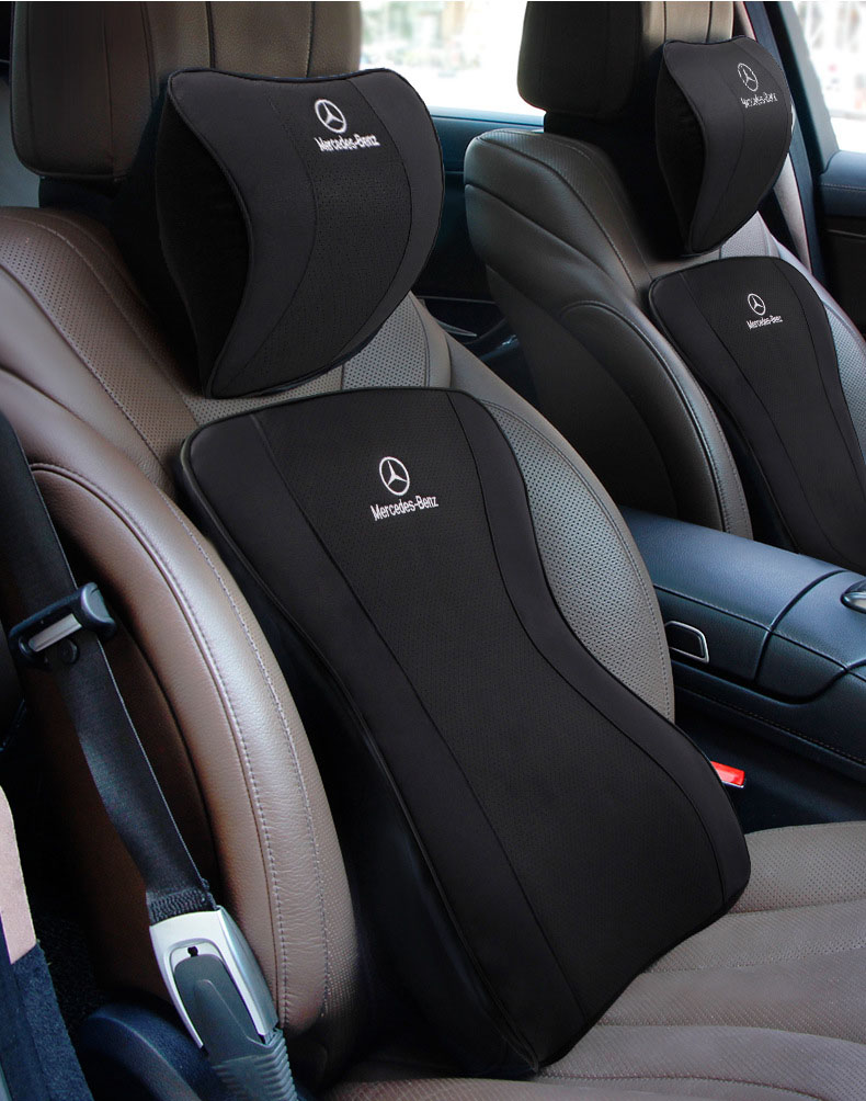 ベンツ専用 自動車ヘッドレスト抱き枕腰枕（ヘッドレスト2個＋腰当2個）