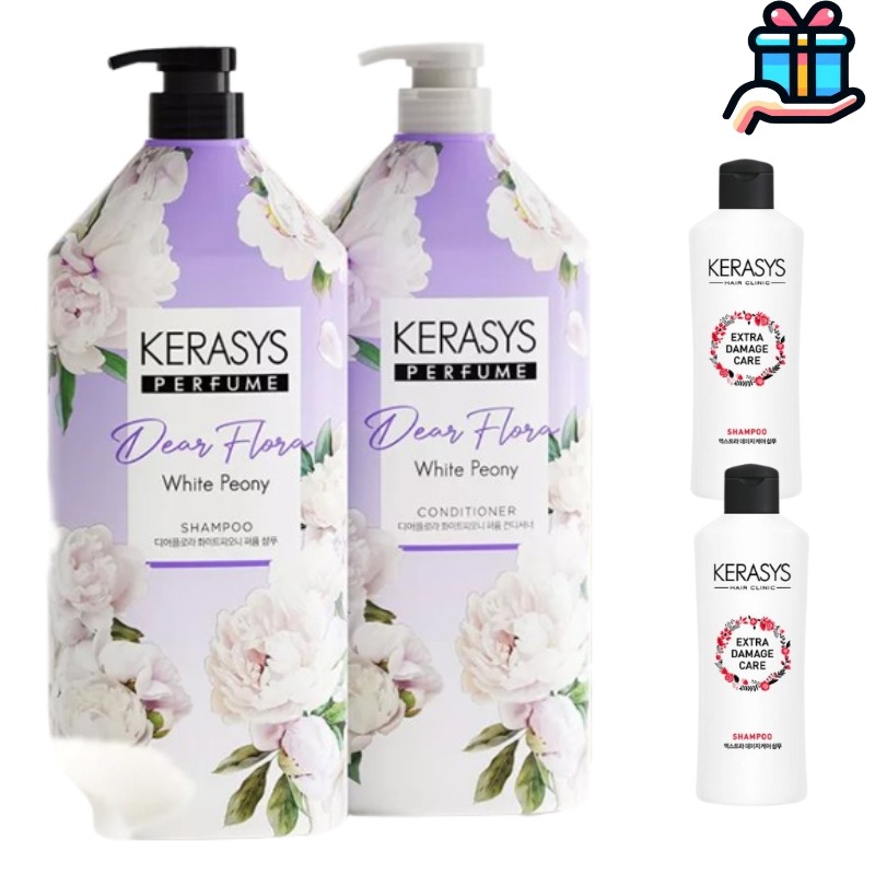 [企画セット1 + 1] ディアフローラシャンプー/ リンス1500ml+1500ml 総3000ml 追加贈呈 ダメージシャンプー180ml x 2個 大容量 チェリーブロッサム ヘアケア 韓国人気