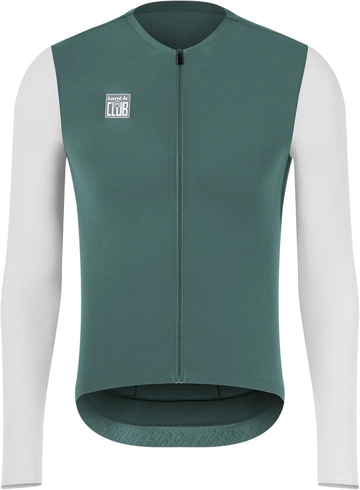 メンズ サイクルジャージ 長袖 春夏 サイクルウェア 自転車 サイクリング ロードバイク UVカート 通気(グリーン, L)
