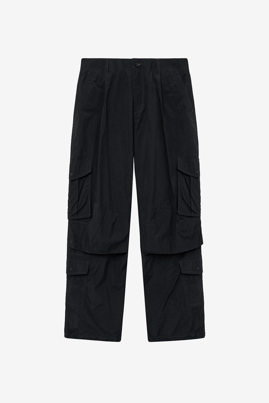 【INSILENCE】 LIGHTWEIGHT BACK ZIPPER PANTS : BLACK