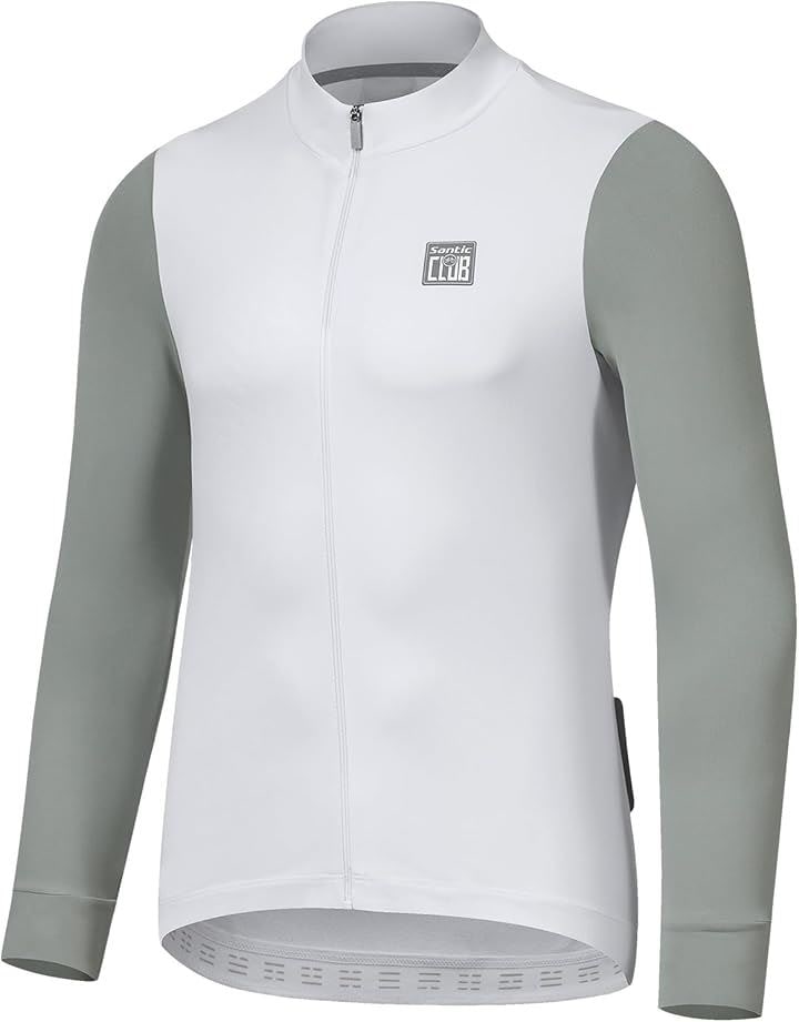 サイクルジャージ 長袖 秋 冬 裏起毛 防風 防寒 サイクルジャケット サイクリングウェア メンズ 14～22度対応(ホワイト, L)